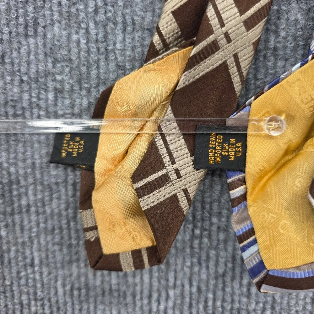 Robert Talbott Best of Class Nordstrom Silk Tie Lot 2 Brown Plaid Blue Stripe
